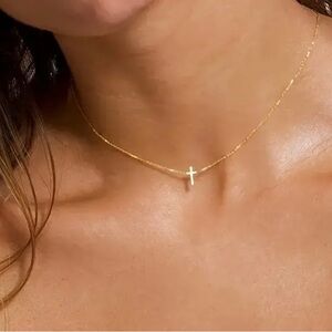 14K Gold plated cross necklace